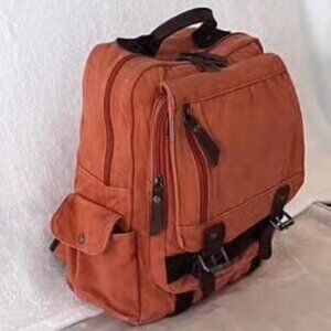 Canvas Cross Body Urban Sling Backpack w/ Vegan PU Leather Detail Burnt Orange